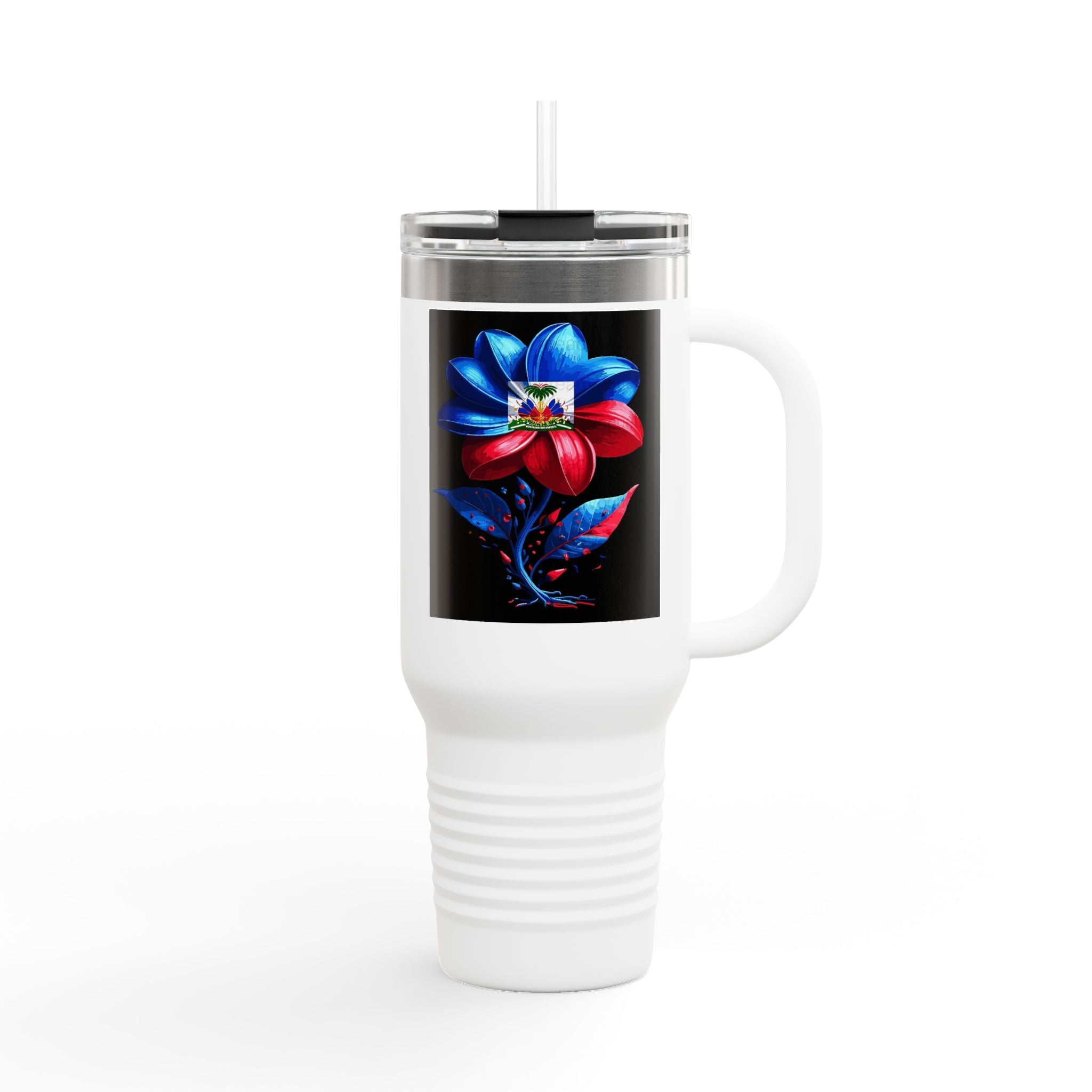 40oz Insulated Travel Mug — Funny Quote, Bold Black & White Modern Design